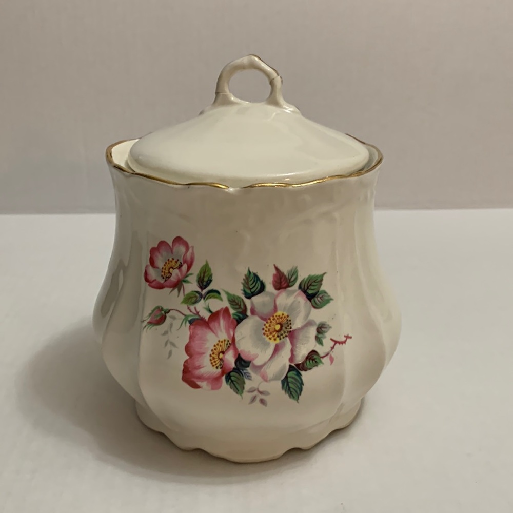 VINTAGE FLORAL Biscuit Jar by The House of Webster/Eastland Texas